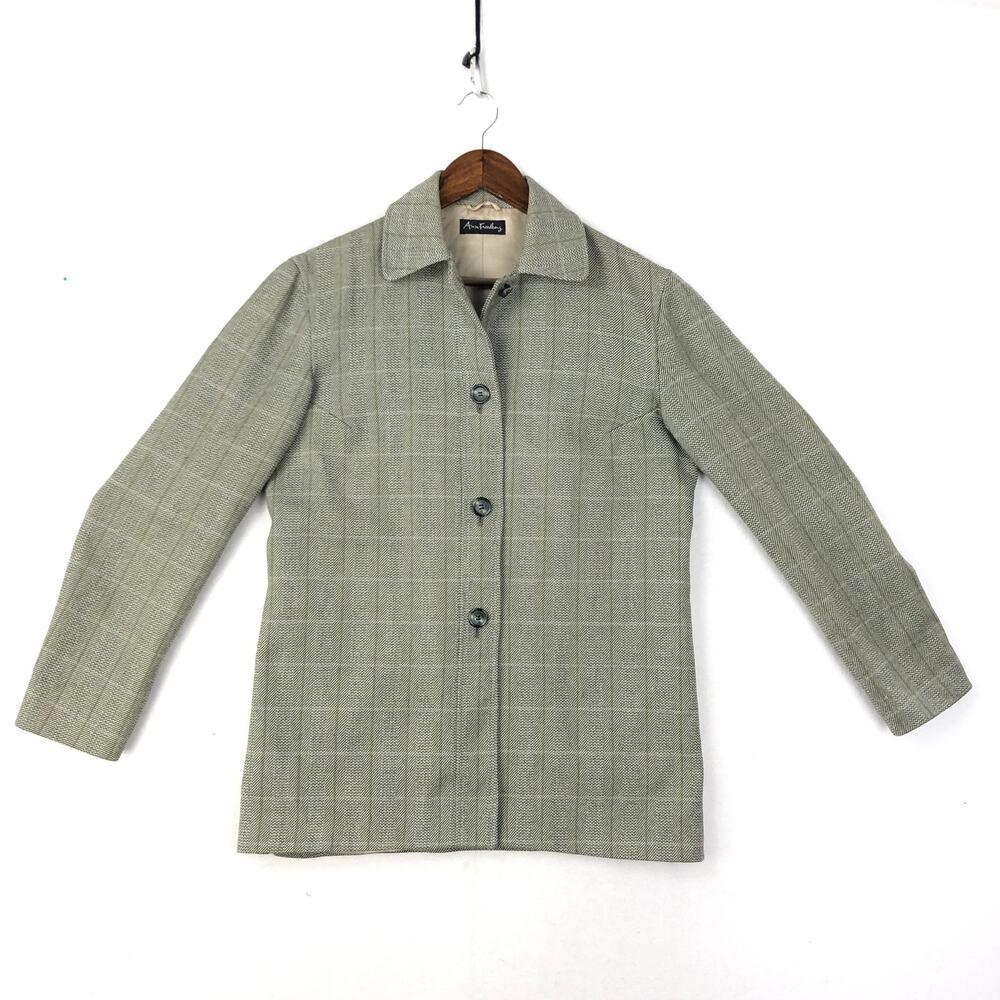 Vintage Ann Freedberg Women’s Green/Blue Alpaca Wool Boxy Jacket Blazer SZ SM